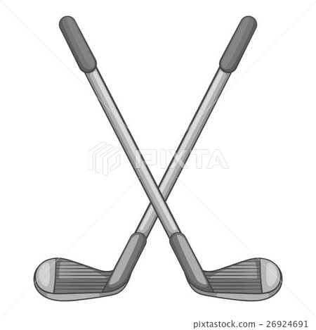 Golf clubs icon, gray monochrome style Golf clubs icon, gray monochrome style 26924691