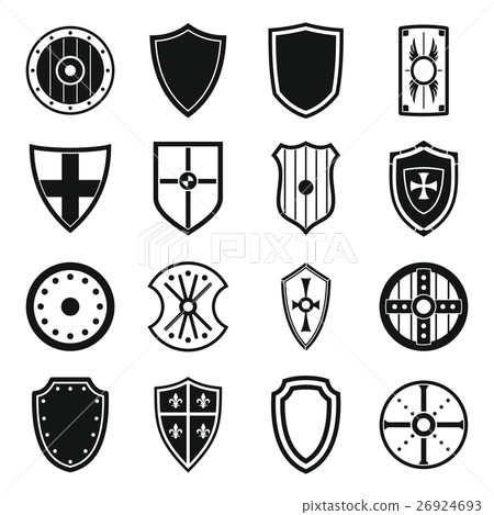 Shield frames icons set, simple style 26924693