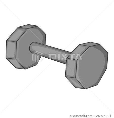 Fitness dumbbell icon, gray monochrome style Fitness dumbbell icon, gray monochrome style 26924901