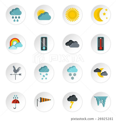 Weather icons set, flat style - Stock Illustration [26925281] - PIXTA