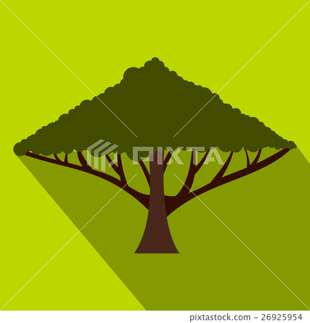 Green tree with a spreading crown icon, flat style Green tree with a spreading crown icon, flat style 26925954