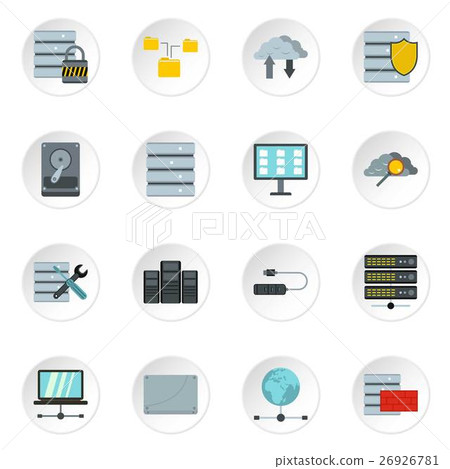 Database icons set, flat style 26926781