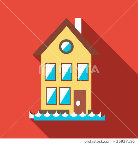 Flood house icon, flat style - Stock Illustration [26927156] - PIXTA