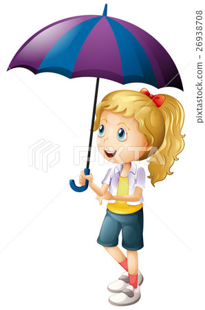 Happy girl holding umbrella - Stock Illustration [26938708] - PIXTA