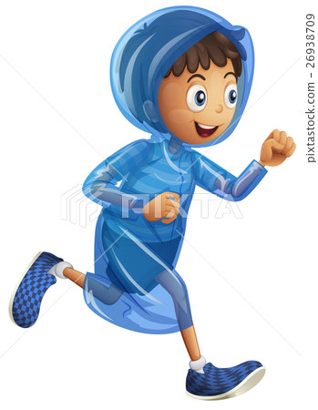 Little boy in blue raincoat Little boy in blue raincoat 26938709