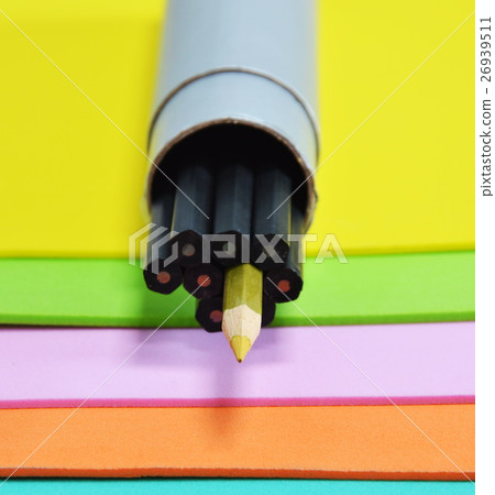 pencil in grey box on color foam rubber board pencil in grey box on color foam rubber board 26939511