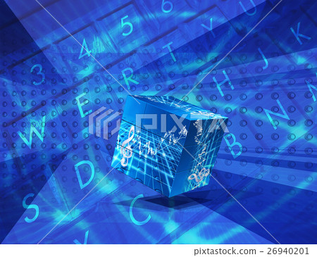 Personal computer and world stock market Rubik cube Personal computer and world stock market Rubik cube 26940201