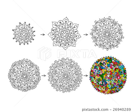 Mandala ornament, hand made sketch for your design Mandala ornament, hand made sketch for your design 26940289