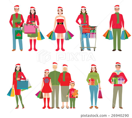 Happy family in santa hats Isolated white Happy family in santa hats Isolated white 26940290