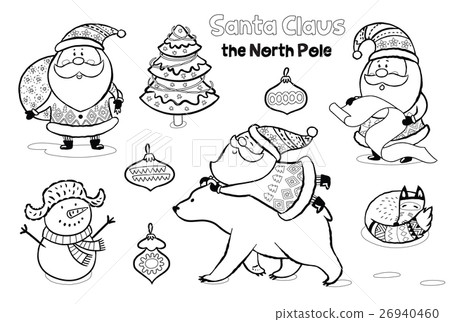 Vector outline set with Santa Claus 26940460