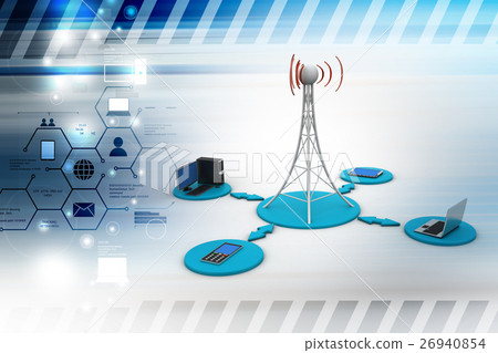 Networking tower with computer network Networking tower with computer network 26940854