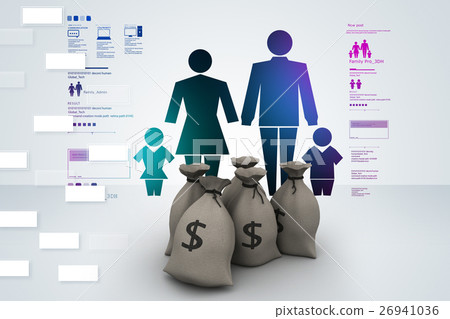 Bundles of money in bags 26941036