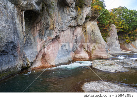 Fall decay valley in autumn, pink strange rock, Numata city, Gunma prefecture 26942092