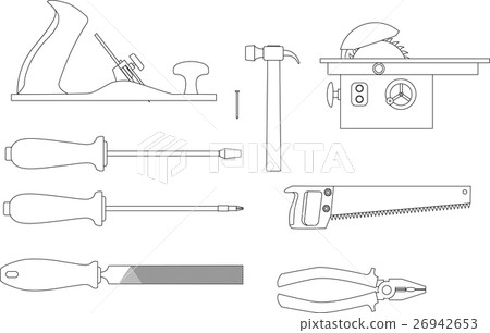 Vector set of tools for working with wood 26942653
