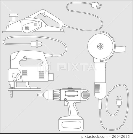 Vector set of power tools - outline sketch 26942655