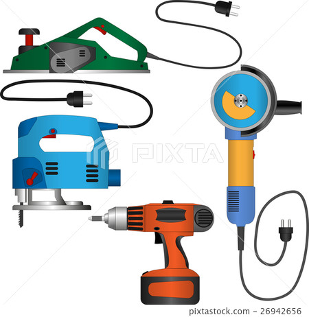 Coloured vector set of power tools with wires Coloured vector set of power tools with wires 26942656