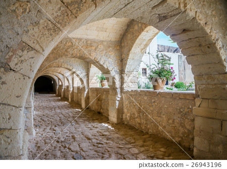 Arkadi monastery stone archway, Crete, Greece. 26943196