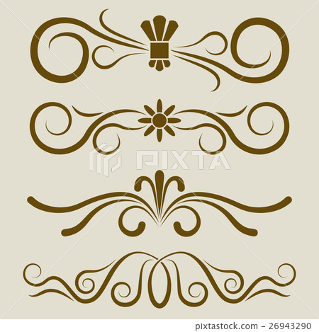 Calligraphic book page divider set. 26943290