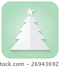 christmas tree icon on green background  26943692