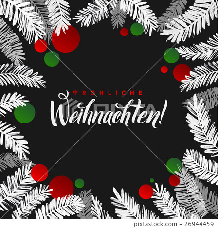 Merry Christmas Fir Tree Card. White and Red Merry Christmas Fir Tree Card. White and Red 26944459