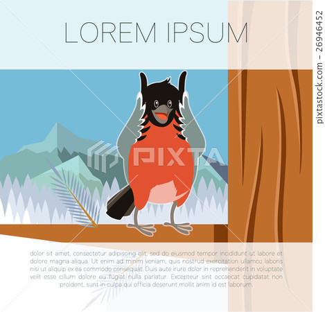 Happy Bullfinch on the Tree winter flat background 26946452