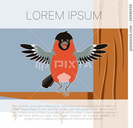 Happy Bullfinch on the Tree winter flat background Happy Bullfinch on the Tree winter flat background 26946456