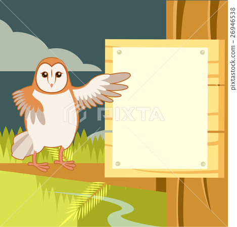 Screech-Owl on the flat tree background 26946538