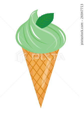 Ice Cream cone with mint icon flat cartoon style Ice Cream cone with mint icon flat cartoon style 26947713