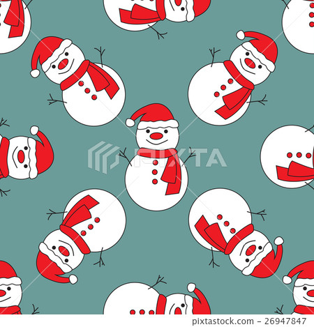 Seamless pattern with cute snowmen 26947847