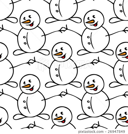 Seamless pattern with hand drawn cute snowmen Seamless pattern with hand drawn cute snowmen 26947849