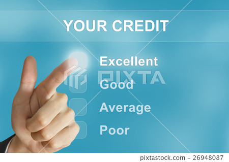 business hand pushing your credit button 26948087