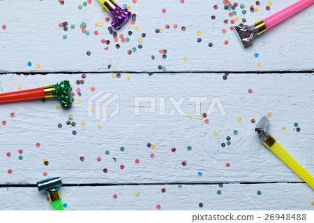 Confetti, photo on wooden floor Confetti, photo on wooden floor 26948488