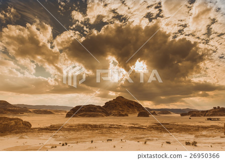 Sandy desert in Egypt at sunset 26950366