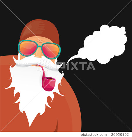vector biker santa claus with smoking pipe. 26950502