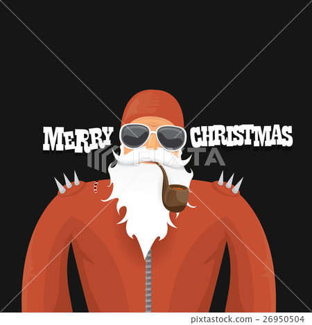 vector biker santa claus with smoking pipe. vector biker santa claus with smoking pipe. 26950504