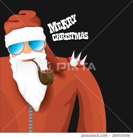 vector biker santa claus with smoking pipe. 26950506