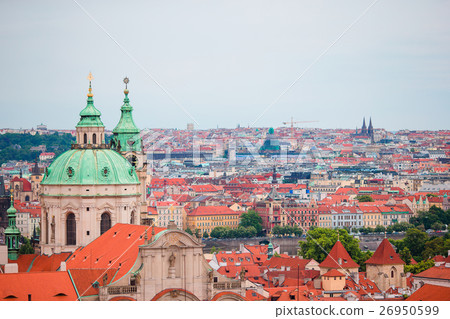 Beautiful view of ancient building with red roofs 26950599