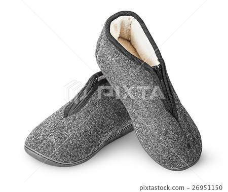Dark gray slippers with fur one on another Dark gray slippers with fur one on another 26951150