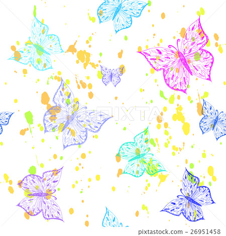 Butterfly seamless pattern. hand drawn vector Butterfly seamless pattern. hand drawn vector 26951458