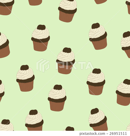 Seamless pattern with hand drawn cupcakes. Seamless pattern with hand drawn cupcakes. 26951511