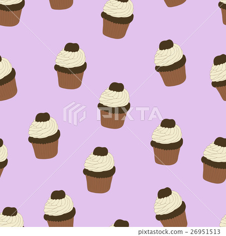 Seamless pattern with hand drawn cupcakes. Seamless pattern with hand drawn cupcakes. 26951513