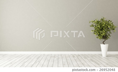 empty room with plant and brown wall 26952048