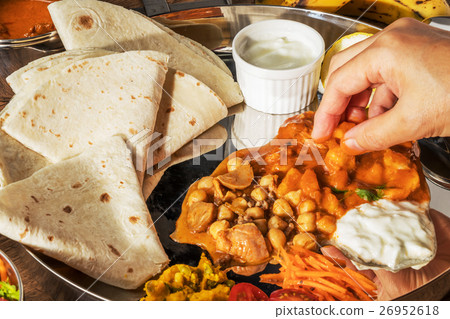Typical Indian curry chapati and curry lunch 26952618