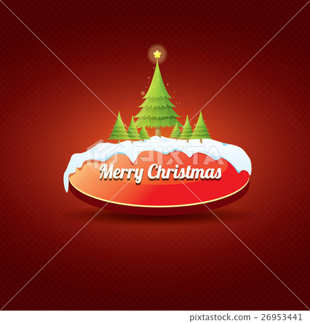 Christmas vector red button with christmas tree Christmas vector red button with christmas tree 26953441