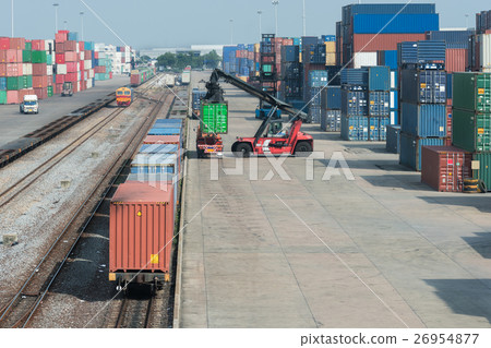 Cargo train platform in container depot 26954877
