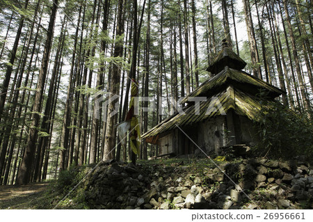 Hindu Temple in a forest of the Himalayan Mountains. India 26956661