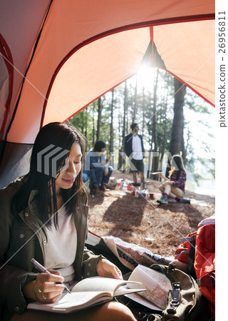 Woman Reading Traveling Destination Camping Concept 26956811