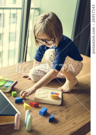 Little Girl Playing Toys Concept Little Girl Playing Toys Concept 26957143