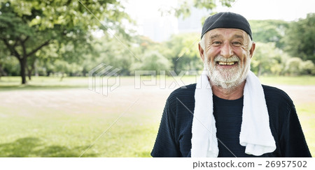 Senior Man Exercise Park Outdoors Concept 26957502