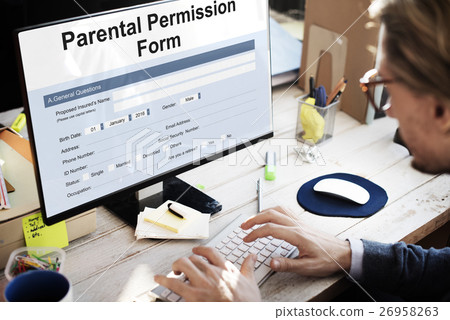 Parental Permission Form Consent Endorsement Concept Parental Permission Form Consent Endorsement Concept 26958263